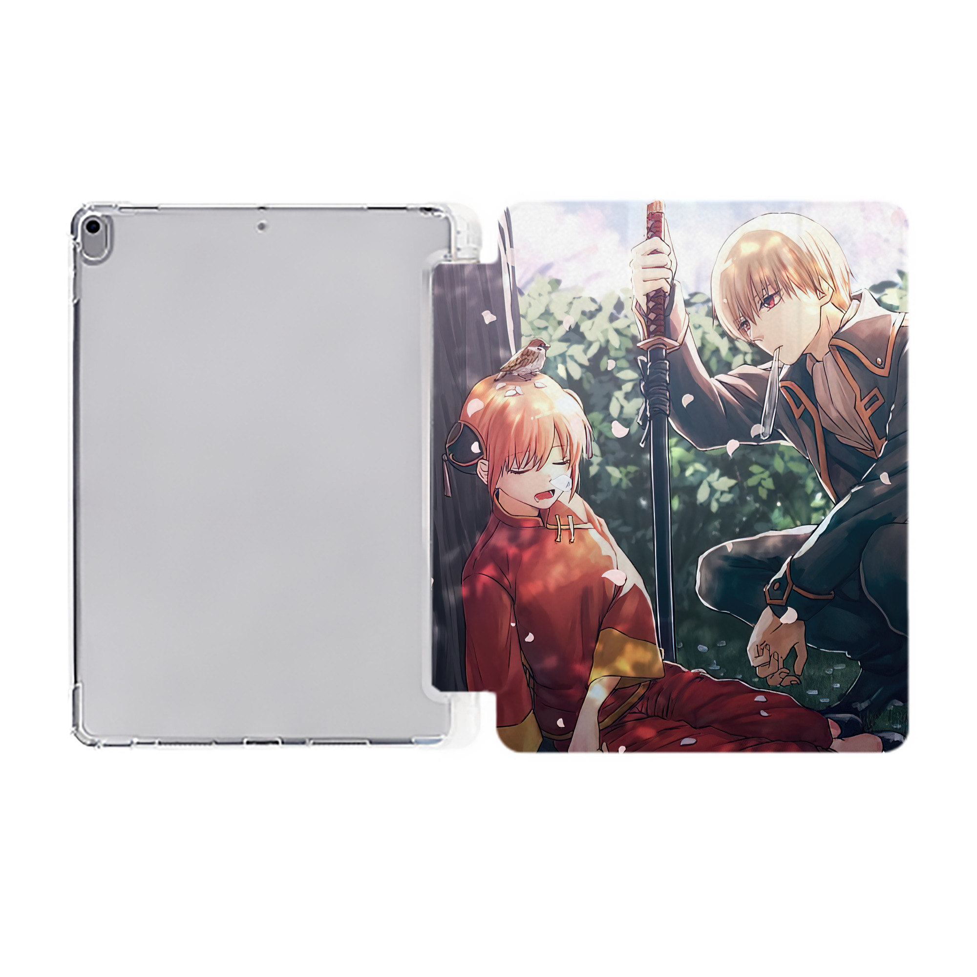 ぎんたま 坂田銀時（さかたぎんとき） 神楽 志村新八（しむら しんぱち） GINTAMA Sakata Gintoki Kagura Shimura Shinpachi IPad ケース ペン収納付き 三つ折りスタンド PUレザー×シリコン 対応機種9.5/10.5/10.9インチ